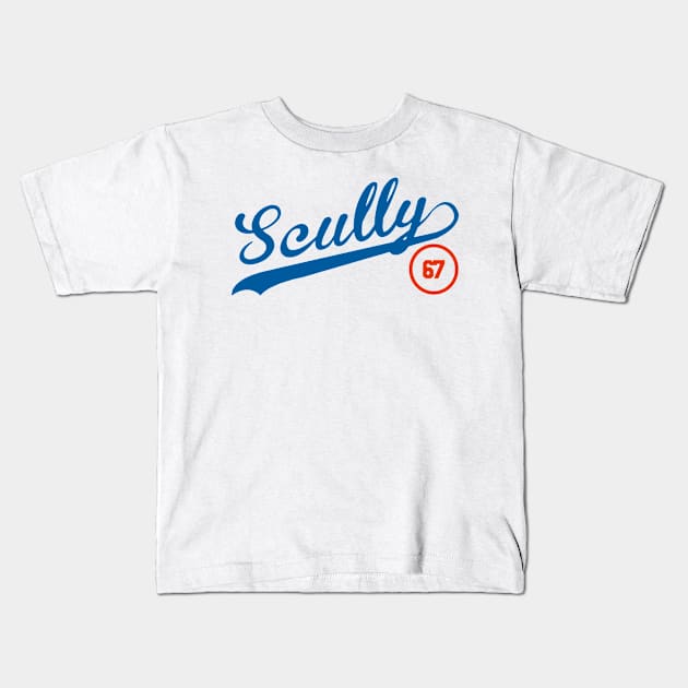 Vin Scully 67 Kids T-Shirt by Clever Alnita